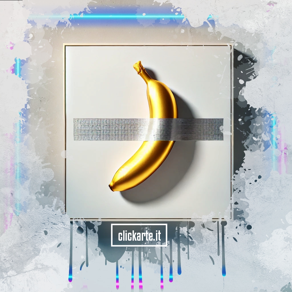 Le cose belle sono inutili “Una banana fissata al muro con nastro adesivo, simbolo dell’opera Comedian di Maurizio Cattelan”.