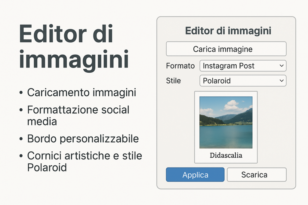 immagine Editor Immagini Online con Cornici Artistiche e Formato Polaroid